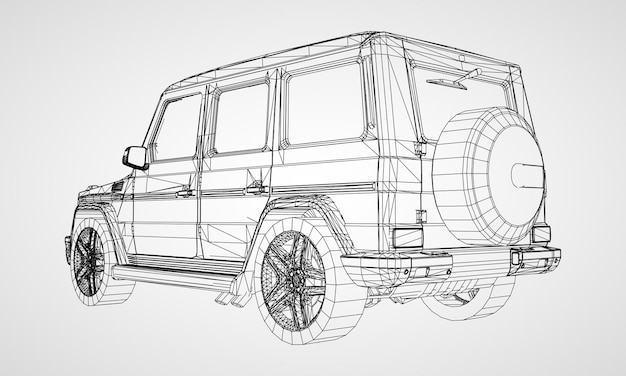 Modell eines premium-rahmen-suv mit klassischem design. vektorillustration auf grauem hintergrund.