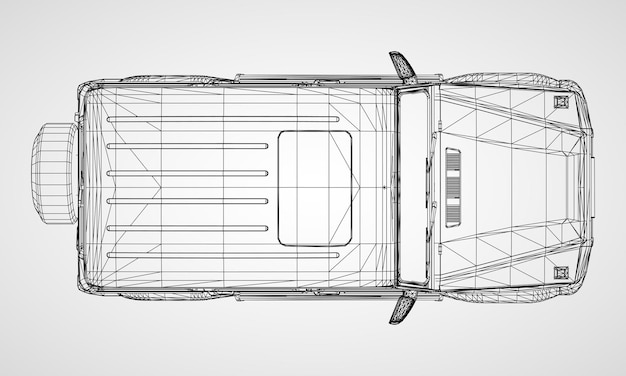 Modell eines Premium-Rahmen-SUV mit klassischem Design. Vektorillustration auf grauem Hintergrund.