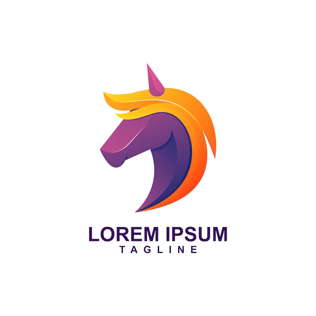 Modern color unicorn logo premium