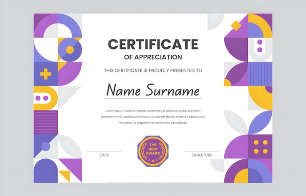 modern geometric certificate of appreciation design