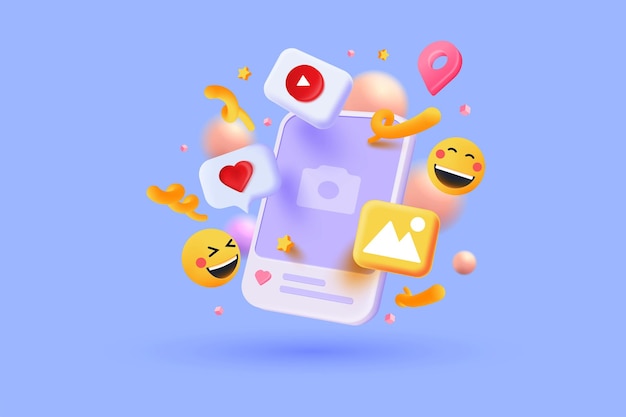 Moderne 3D-Illustration des Social-Media-Post-Konzepts