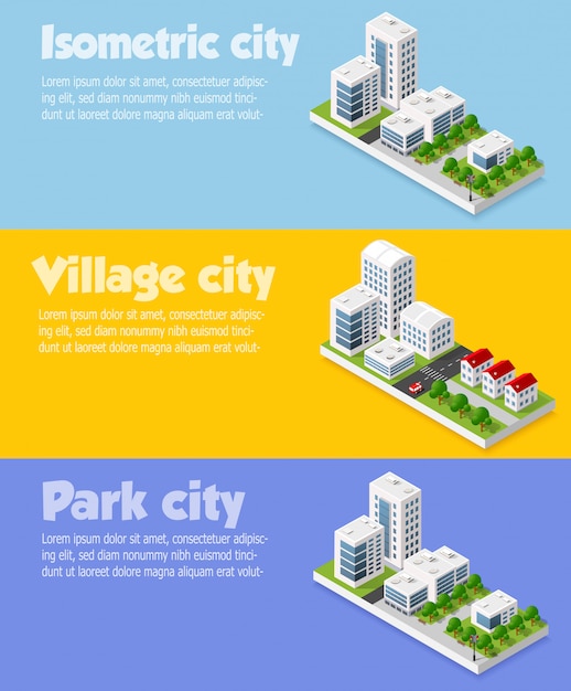 Moderne 3d-stadt isometrisch
