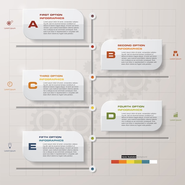 Moderne 5-schritte-timeline-präsentation.
