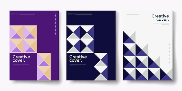 Moderne abstrakte Cover-Sets, minimale Cover-Designs, farbenfrohe geometrische Vektorillustrationen im Hintergrund