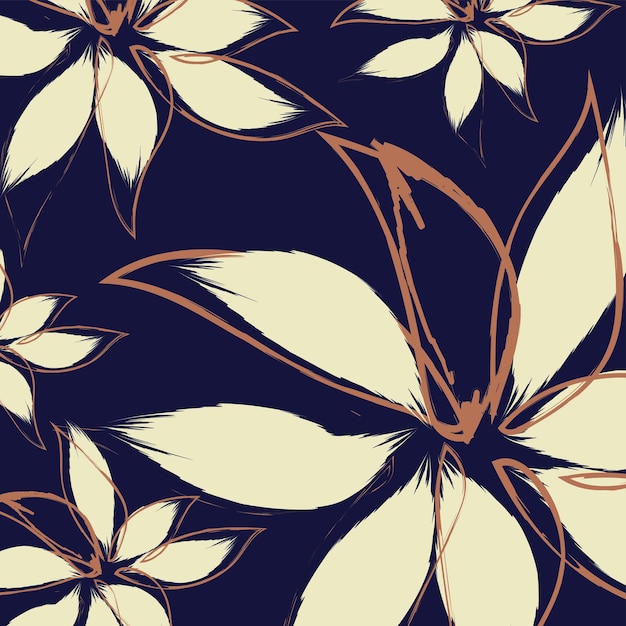 Moderne abstrakte Muster mit blumigem nahtlosem Muster mit niedlichen groovy Blumen auf blauem Hintergrund