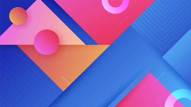 Moderne abstrakte neon farbverlauf blau bunt für design-hintergrund blauer hintergrund mit orange, gelb, rosa, rot farbverlauf geometrische formen vektor-illustration