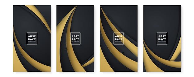 Moderne abstrakte schwarze hintergründe mit goldenen linien