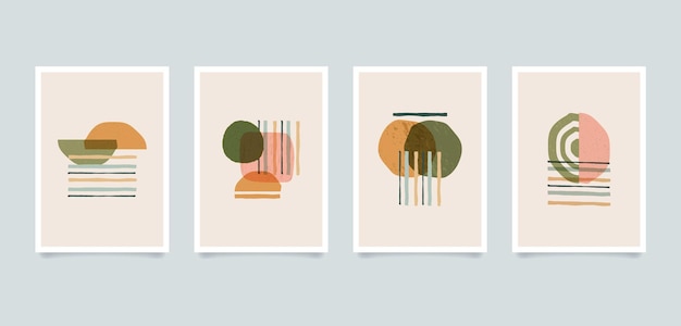 Moderne ästhetische minimalistische abstrakte illustrationen. zeitgenössische komposition wanddekor kunst poster sammlung.