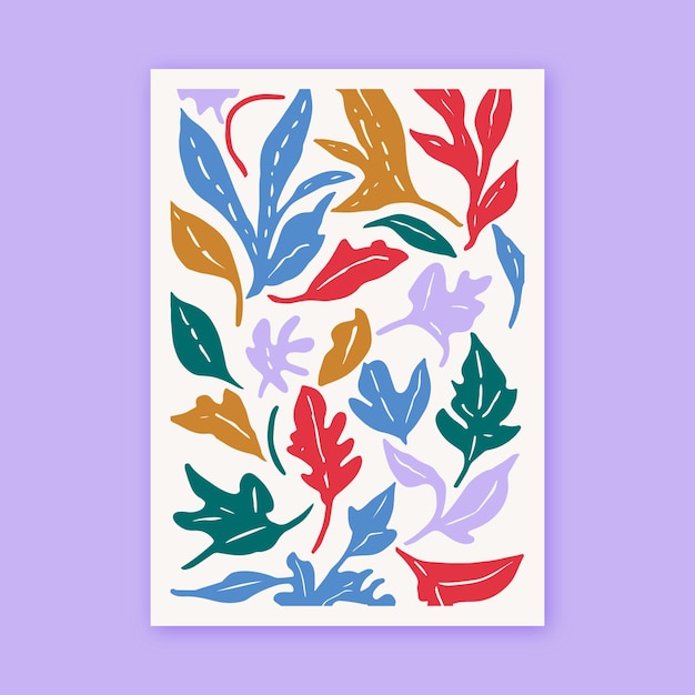 Moderne Ausschnitte botanische Formen Matisse-Stil minimalistische florale Vektorgrafiken