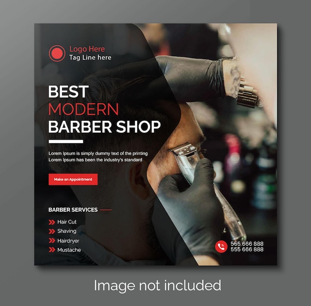 Moderne Barbershop- oder Haarschnitt-Social-Media-Post-Banner-Vorlage