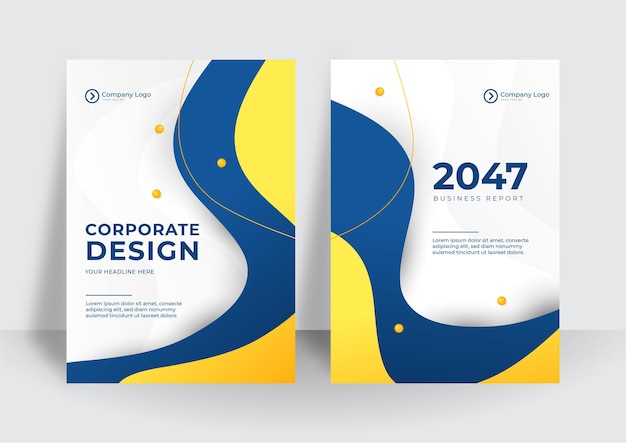 Moderne blau-gelbe Corporate Identity Abdeckung Business-Vektor-Design-Hintergrund. Flyer Broschüre Werbung abstrakten Hintergrund. Broschüre Moderne Poster-Magazin-Layout-Vorlage. Abdeckung des Jahresberichts.