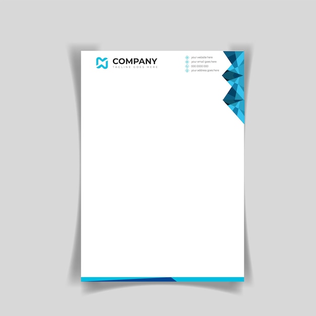 Moderne blaue Briefkopfvorlage für Unternehmensbranding