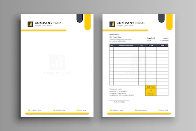 Moderne business-briefkopf-rechnungs-design-vorlage