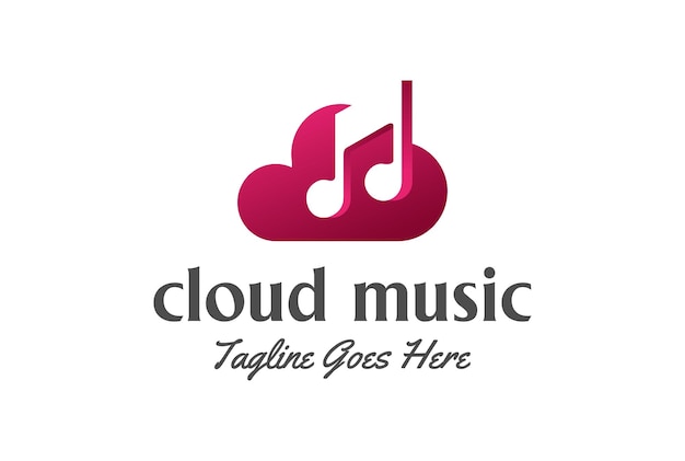 Moderne cloud-musiknoten für das logo-design zur songspeicherung