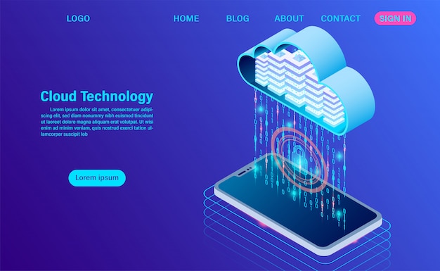 Moderne cloud-technologie und networking-landingpage-vorlage