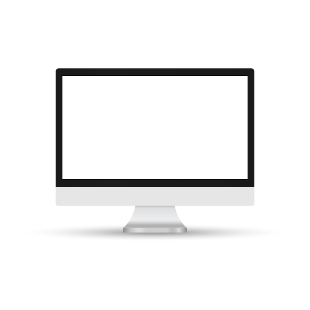 Moderne Computermonitoranzeige mit leerem Bildschirm isoliert auf weißem Hintergrund Vorderansicht Vektor eps10