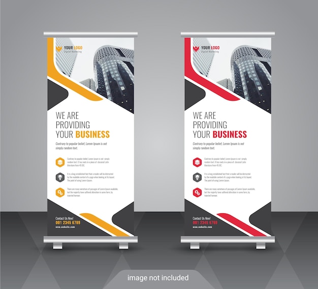 Moderne corporate bunte roll-up-standee-banner-design-vorlage