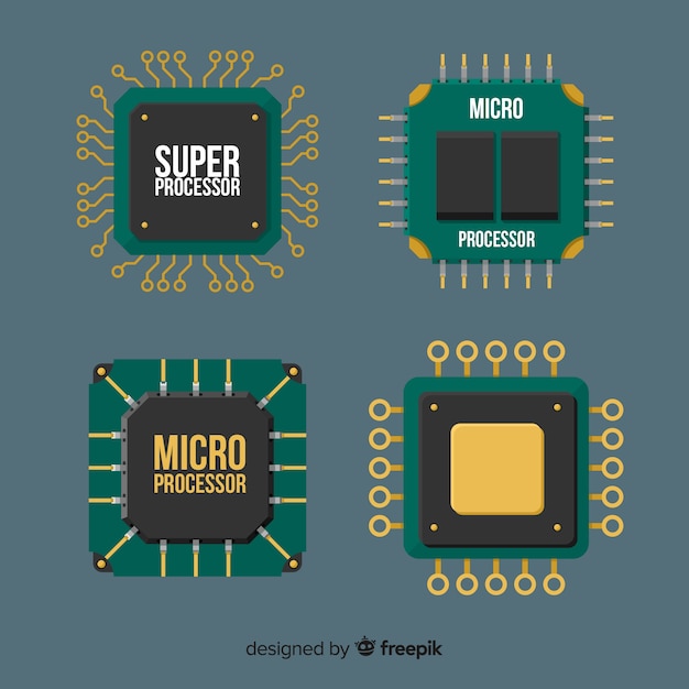 Moderne CPU-Sammlung mit flachem Design