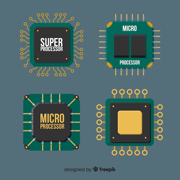 Moderne cpu-sammlung mit flachem design