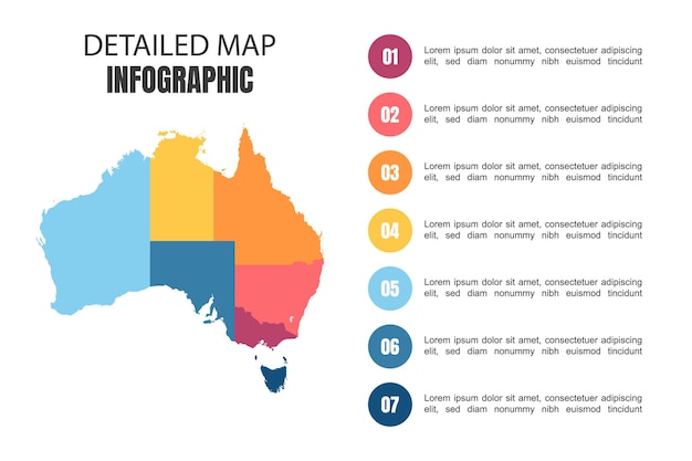 Moderne detaillierte karte infografik von australien