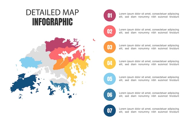 Moderne detaillierte karte infografik von hongkong