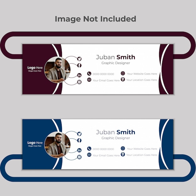 Moderne, einfache E-Mail-Signaturkartenvorlage im horizontalen Design