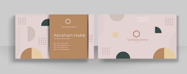 Moderne, einfache, geometrische, erdfarbene visitenkarten-designvorlage im unternehmensstil
