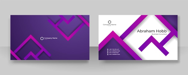 Moderne einfache lila violette visitenkarten-designvorlage mit unternehmensstil