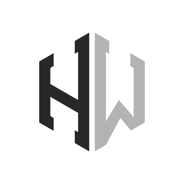 Moderne einzigartige Hexagon-Letter-HW-Logo-Design-Vorlage Elegantes ursprüngliches HW-Letters Logo-Konzept