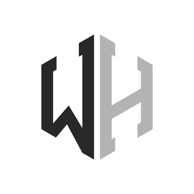 Vektor moderne einzigartige hexagon-letter wh-logo-design-vorlage elegantes ursprüngliches wh-letter-logokonzept