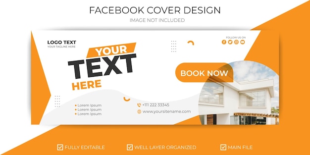 Moderne facebook-cover-banner-designvorlage für immobilien