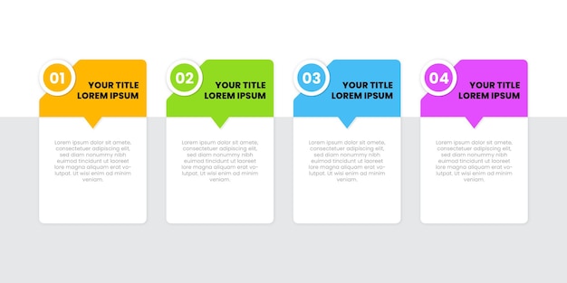 Moderne farbenfrohe vier schritte zeigen infografik-präsentation