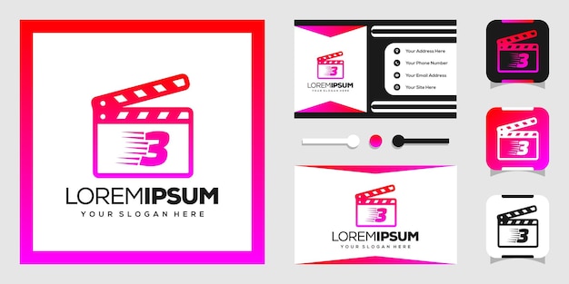 Moderne filmnummern 3 und logo-design