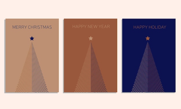 Vektor moderne firmenfeiertagskarten mit weihnachtsbaum, vögeln, kunstvollem blumenrahmen, hintergrund und kopie