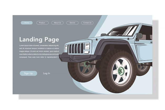 Moderne flache Autolandungsseitenillustration