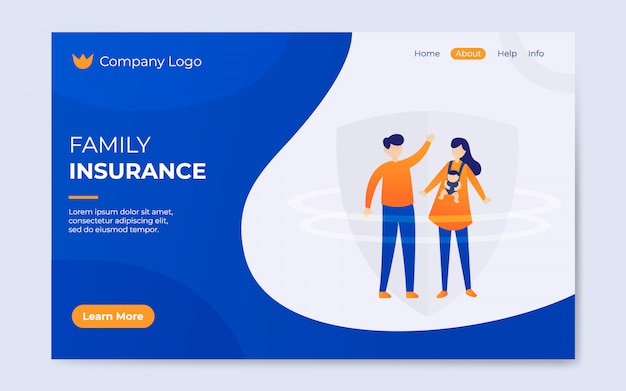 Moderne flache familienversicherung landingpage illustration