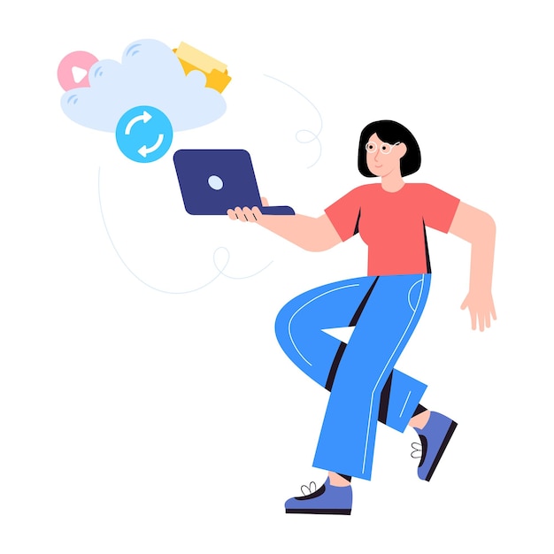 Moderne flache Illustration der Synchronisation