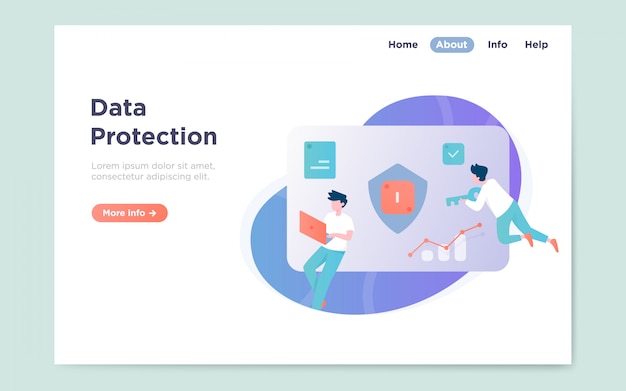 Moderne flache landing page des datenschutzes