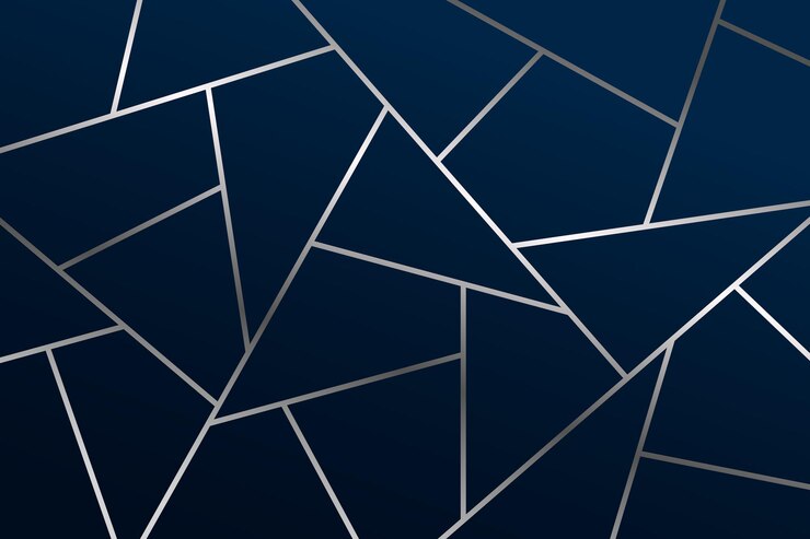 Vektor moderne geometrische luxuskartenvorlage mit silbernen linien auf einem marineblauen hintergrund