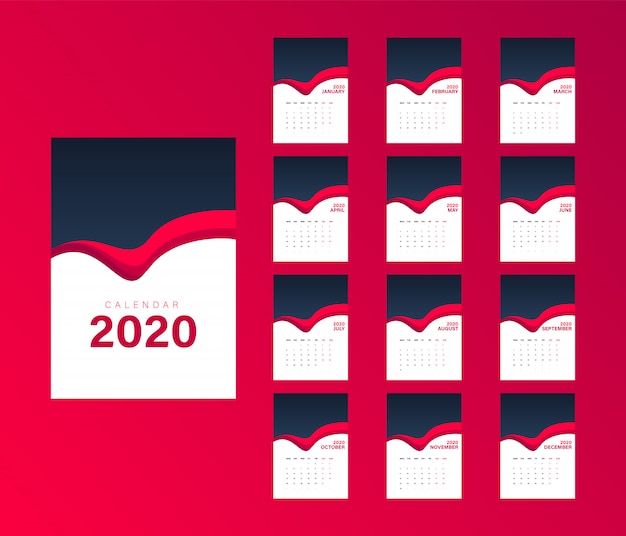 Moderne geometrische schablone des kalenders 2020