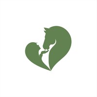 Moderne haustier-logo-design-vorlagen-idee mit pferdegrüner farbe