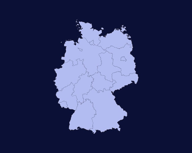 Vektor moderne hellblaue farbe hochdetaillierte grenzkarte von deutschland isoliert auf blauem hintergrund vektor