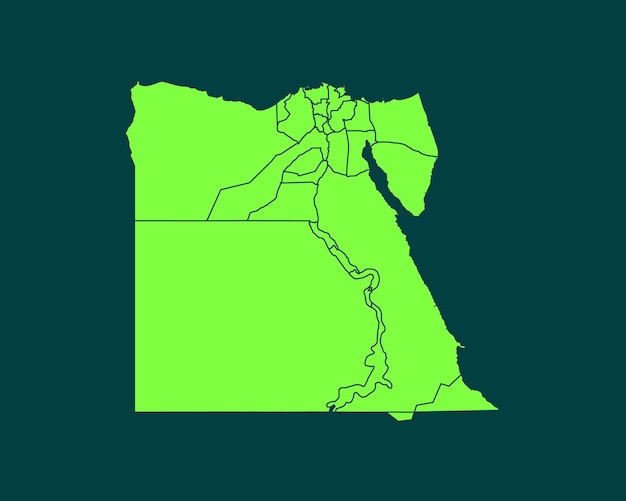 Moderne hellgrüne Farbe hochdetaillierte Grenzkarte von Ägypten isoliert auf grünem Hintergrund