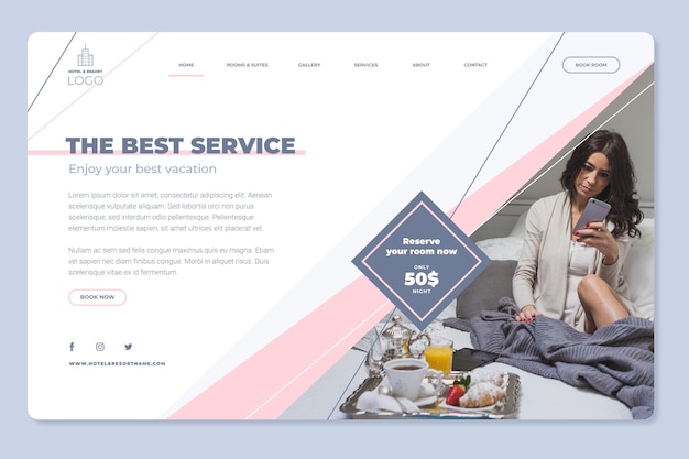 Moderne Hotel-Landingpage-Vorlage mit Foto