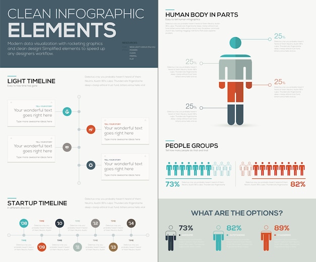 Moderne Infografik-Datenvisualisierung mit Personen und Timelines