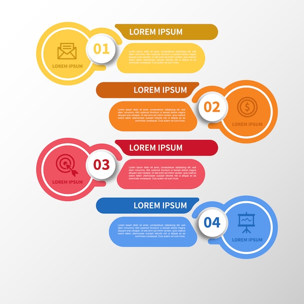 Moderne infografik element vorlage mit abgerundeten vier farbe element