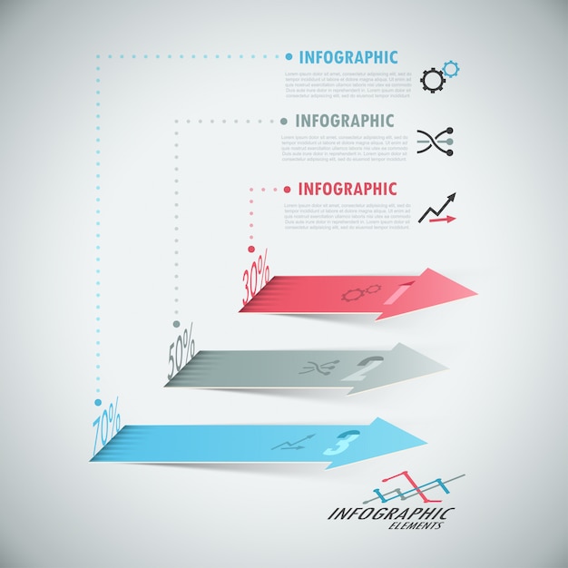 Moderne infografiken der wahl 3d mit realistischen pfeilen