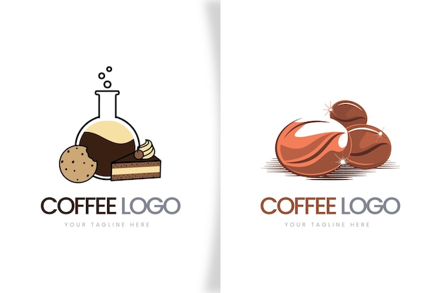 Moderne Kaffeebohnen- und Kaffeeshop-Logo-Kollektion mit Etikett