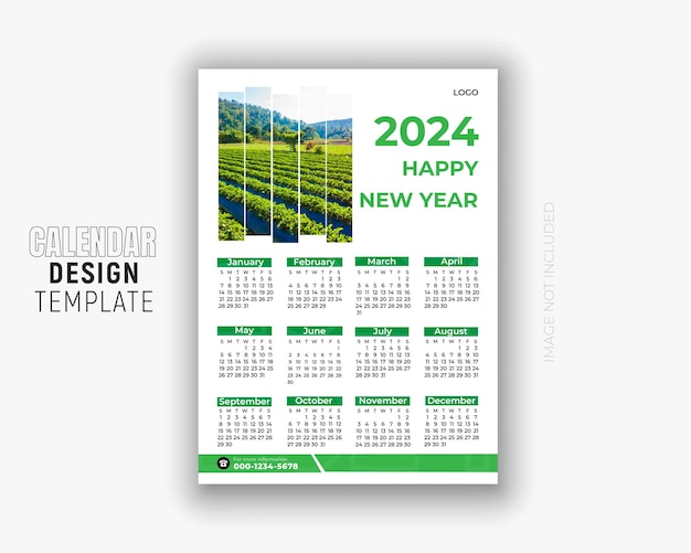 Moderne Kalender-Design-Vorlage für das neue Jahr 2024