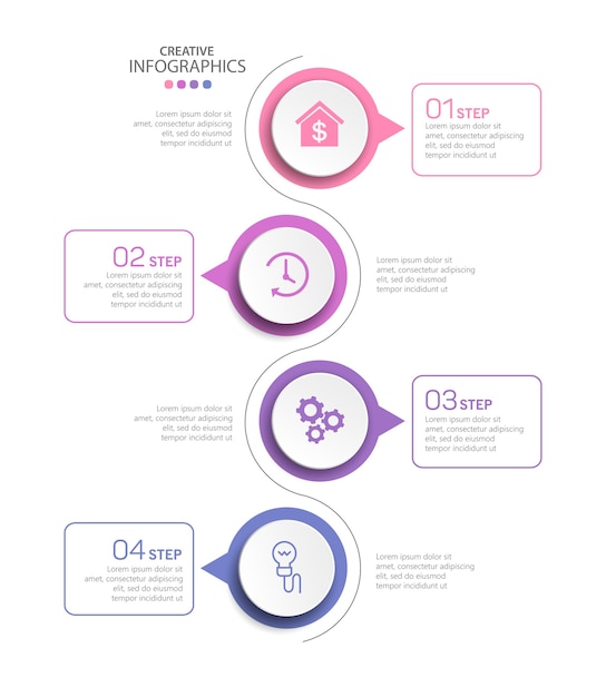 Moderne kreative infografik-vorlage mit 4 schritten